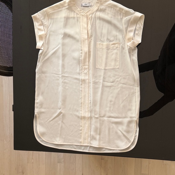 Vince Tops - Vince Cream Short Sleeve Silk Tunic